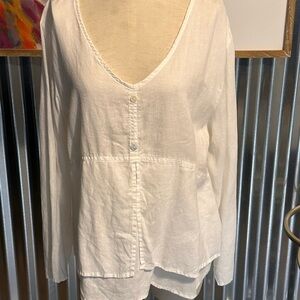 Women's White V-Neck Top